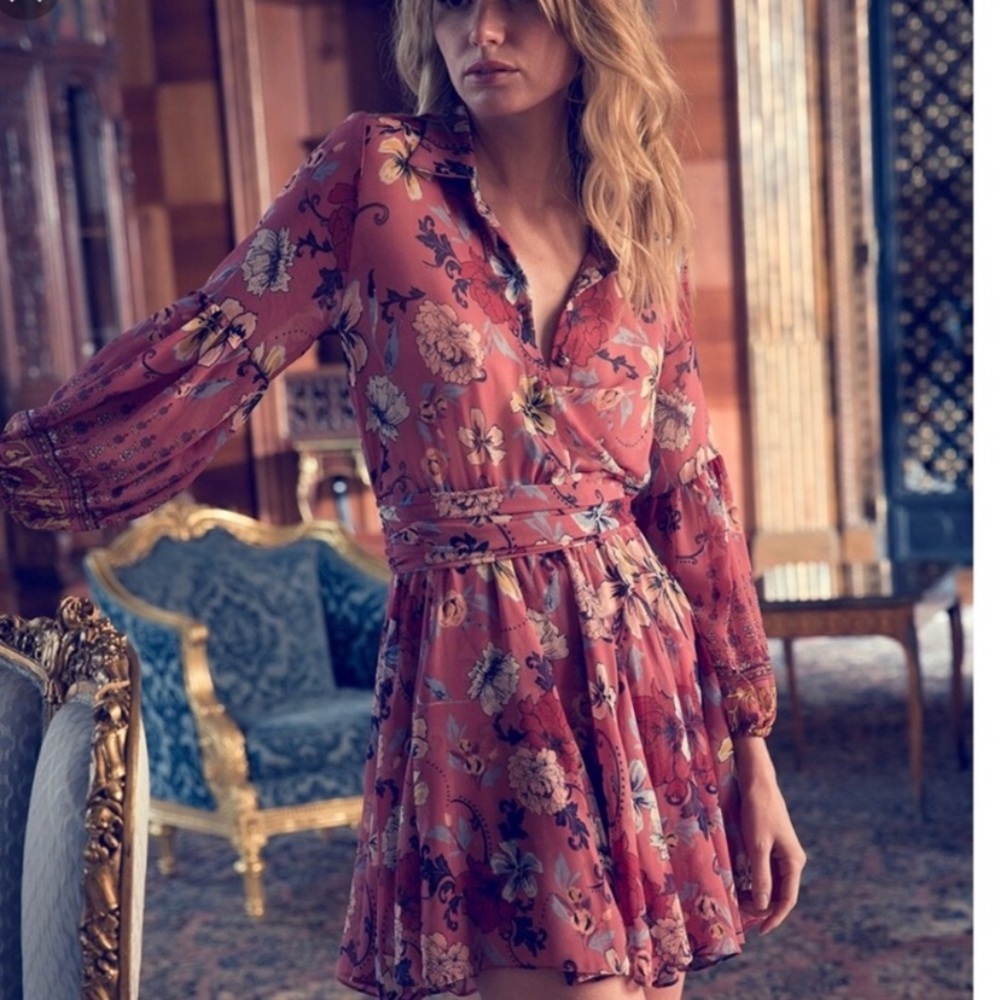Misa Los Angeles Floral button front mini dress